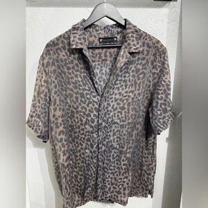 Leopard Print Button-Up Shirt